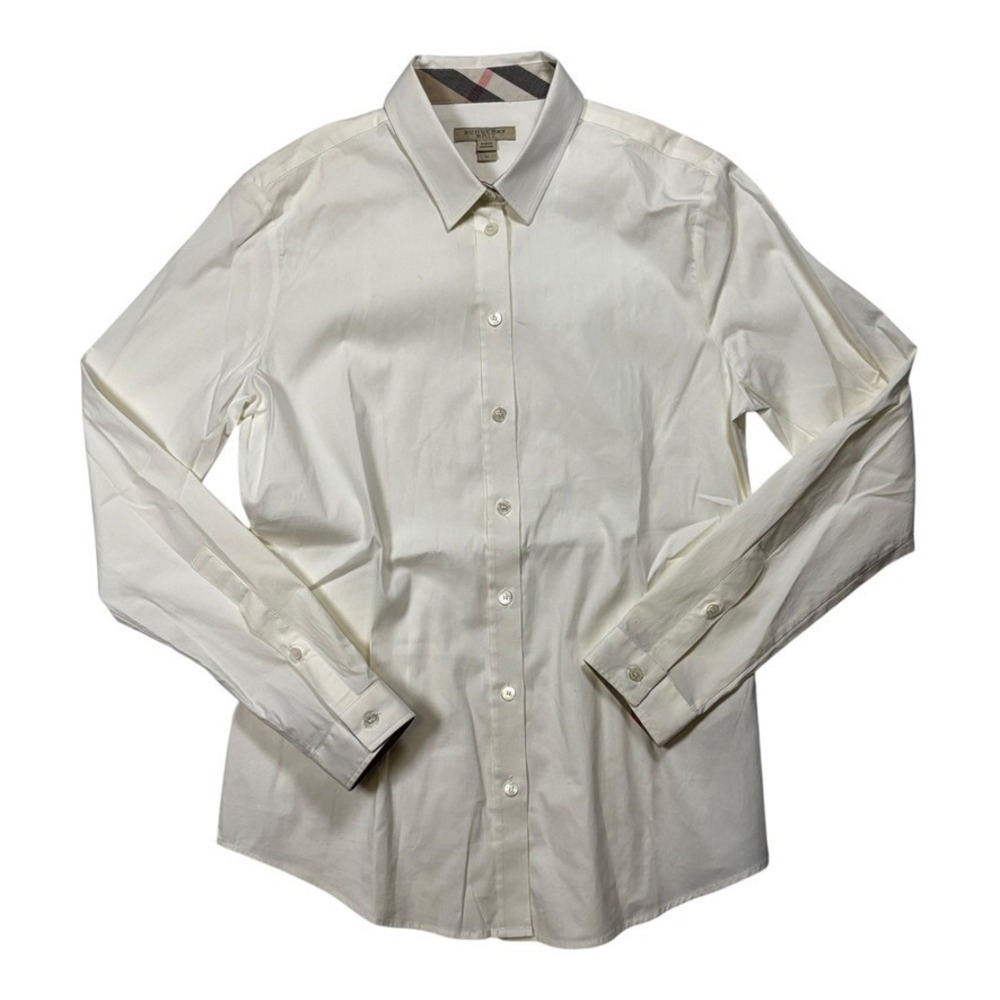 Burberry Brit Mens White Nova Check Accent Button Up Shirt Size Medium